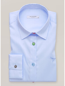 Willsoor Camisa elegante para mujer en color azul claro con botones de colores 16669