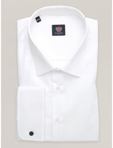 Willsoor Camisa elegante para hombre en color blanco con gemelos 16668