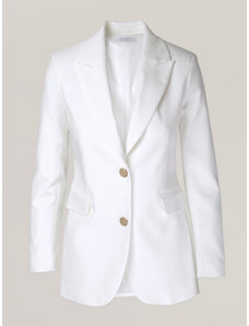 Willsoor Chaqueta club elegante para mujer en color blanco con botones dorados 16676