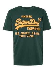 Superdry Camiseta verde oscuro / naranja