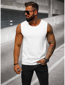 Camiseta sin mangas de hombre blanco OZONEE JS/99001Z