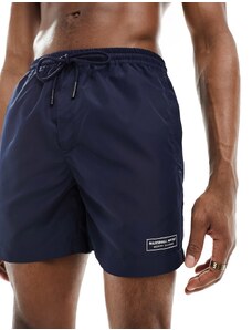 Shorts de baño azul marino con logo de Marshall Artist