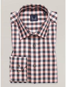 Willsoor Camisa clásica para hombre con cuadros escoceses en colores rosas y negros 16681