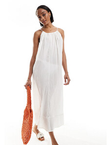 ASOS Tall Vestido playero largo color marfil con bajo escalonado de plumeti texturizado de ASOS DESIGN Tall-Blanco