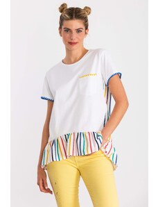 Camiseta blanca con espalda en rayas multicolor LolitasyL
