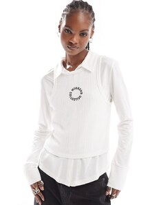 Camiseta blanca sin mangas con diseño de capas con camisa interior de ASOS Weekend Collective-Blanco