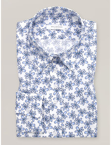 Willsoor Camisa estampada para mujer con flores grandes en color azul claro 16686