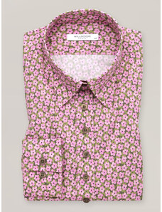 Willsoor Camisa para mujer en color rosa con estampado floral primaveral 16684