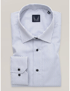 Willsoor Camisa clásica para hombre en color blanco con cuadros azules 16700