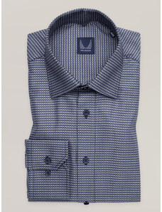 Willsoor Camisa slim fit para hombre con estampado azul grisáceo y cuello clásico 16711