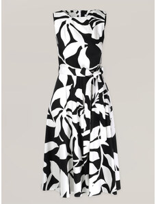 Willsoor Vestido clásico sin mangas de algodón con estampado en color negro 16675