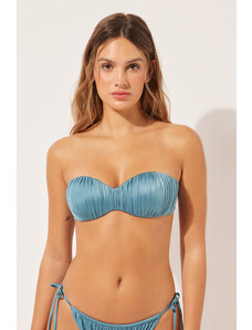 Calzedonia Bandeau Relleno Gradual Bikini Shiny Satin Mujer Azul Claro Tamaño 2