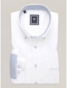Willsoor Camisa clásica para hombre en color blanco con estampado de cuadros azules en contraste 16719