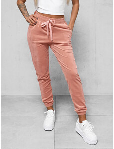 Pantalón velour de chándal para mujer rosa en polvo OZONEE O/390177M