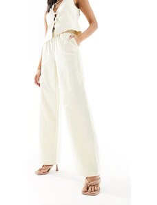 Pantalones color crema de pernera ancha de 4th & Reckless (parte de un conjunto)-Blanco