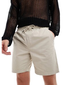 Pantalones cortos color piedra sin cierres de sarga de ONLY & SONS-Beis neutro