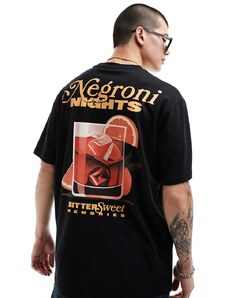 Camiseta negra extragrande con estampado "Negroni" en la espalda de ONLY & SONS