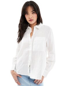 Camisa blanca de lino de Mango-Blanco