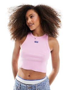 Camiseta rosa sin mangas con diseño encogido de HUGO Blue