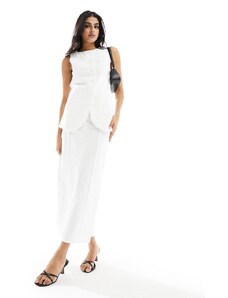 Falda larga blanca con detalle de costuras de tejido efecto lino de 4th & Reckless (parte de un conjunto)-Blanco