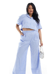 Pantalones azules a rayas de pernera ancha de Extro & Vert Plus (parte de un conjunto)