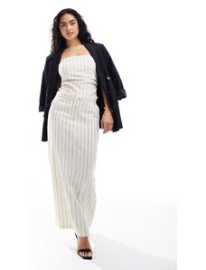 Falda midi color crema con raya diplomática de EDITED (parte de un conjunto)-Blanco