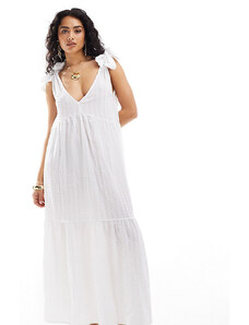 Vestido veraniego largo blanco texturizado de Esmée