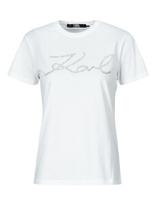 Karl Lagerfeld Camiseta rhinestone logo t-shirt