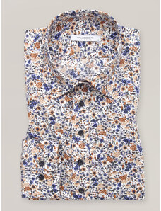Willsoor Camisa estampada para mujer con delicadas flores marrones y azules 16776