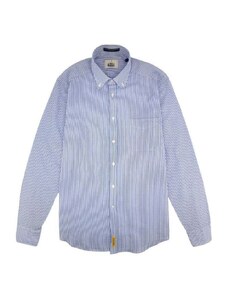 Bd Baggies Camisa manga larga Camisa Bradford Cotton Stripes Hombre White/Blue