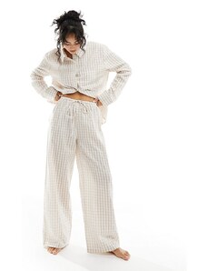 Pantalones de pijama beis extragrandes a cuadros vichy Mix & Match de Luna-Beis neutro