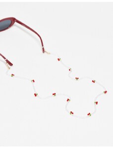 Cadena de gafas de sol blancas con charm de cerezas de Mango-Blanco