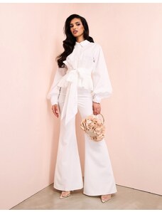 Pantalones de campana blancos con diseño coqueto de ASOS LUXE