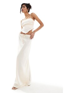 Falda larga color crema con lazada en la cintura de satén de Style Cheat (parte de un conjunto)-Blanco