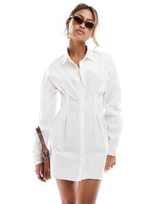 Missyempire Vestido camisero corto blanco con cintura marcada de Missy Empire