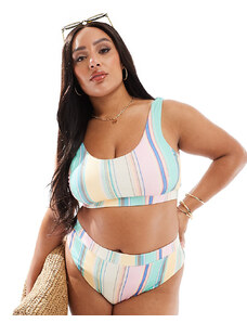 Pieces Plus Top de bikini a rayas de colores estilo bralette de PIECES Curve (parte de un conjunto)-Multicolor