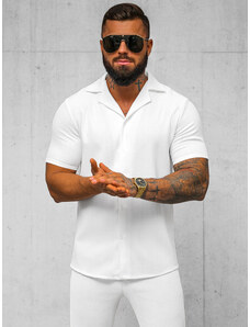 Camisa de hombre con manga corta blanca OZONEE O/Y971T