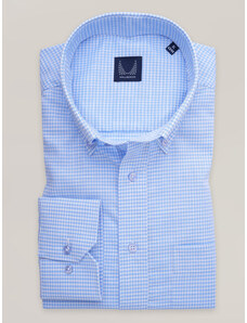 Willsoor Camisa azul claro para hombre de corte clásico con un sutil estampado de cuadros 16837