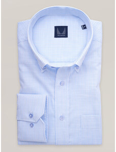 Willsoor Camisa azul claro para hombre de corte clásico con una sutil raya 16835