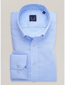 Willsoor Camisa slim fit azul claro de hombre con un sutil estampado de cuadros 16836