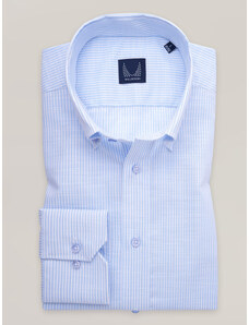 Willsoor Camisa slim fit azul claro de hombre con una sutil raya 16834