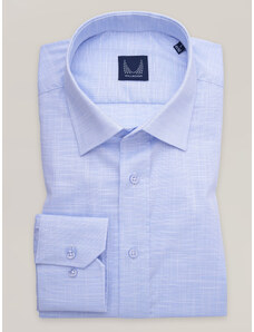 Willsoor Camisa slim fit de hombre azul claro con diseño de rayas 16843