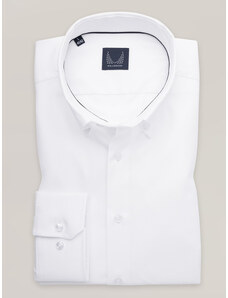 Willsoor Camisa slim fit blanca elegante de hombre con rayas diagonales 16847