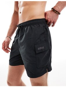 Shorts de baño negros con bolsillo de Barbour International