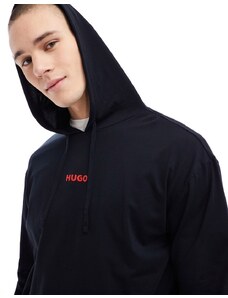 Hugo Red Sudadera negra con capucha Linked de HUGO Bodywear-Negro