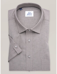 Willsoor Camisa clásica gris de hombre con mangas cortas y lino 16867