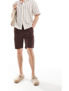 Pantalones cortos burdeos sin cierres de pana de ONLY & SONS-Rojo