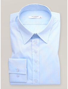Willsoor Camisa de rayas para mujer en azul claro 16868