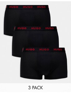 Hugo Red Pack triple de calzoncillos negros con logo rojo en la cinturilla de HUGO Bodywear