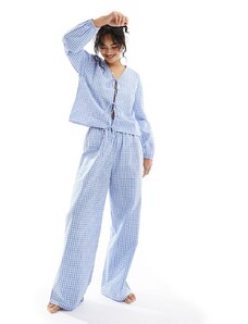 Pantalones de pijama azules extragrandes a cuadros vichy de Luna (parte de un conjunto)